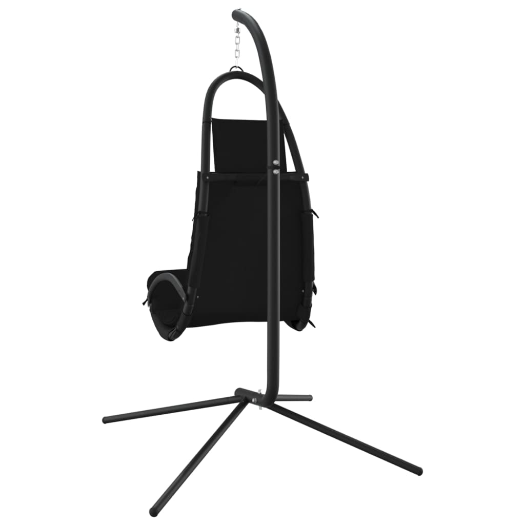 vidaXL Ogrodowe krzesło wiszące z poduszką, czarne, tkanina i stal
