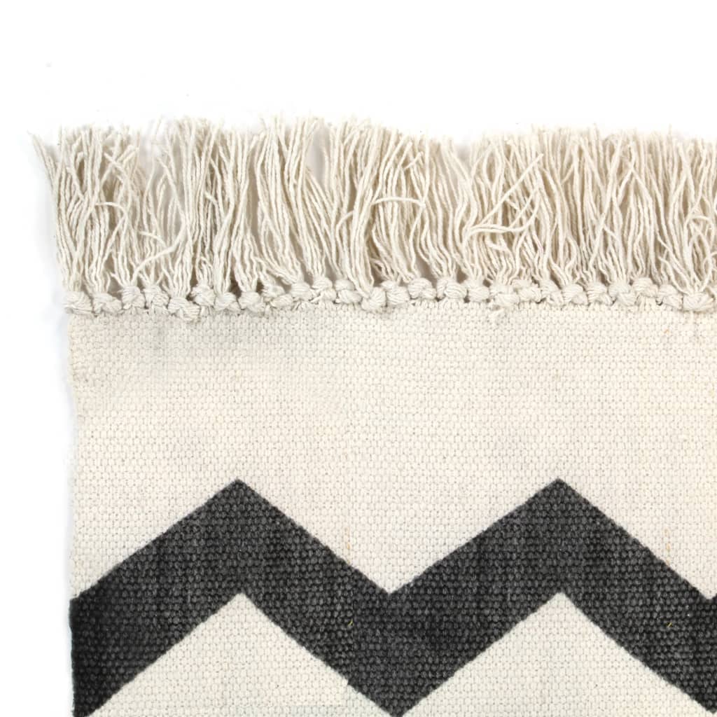 vidaXL Dywan typu kilim, bawełna, 120 x 180 cm, czarno-biały ze wzorem