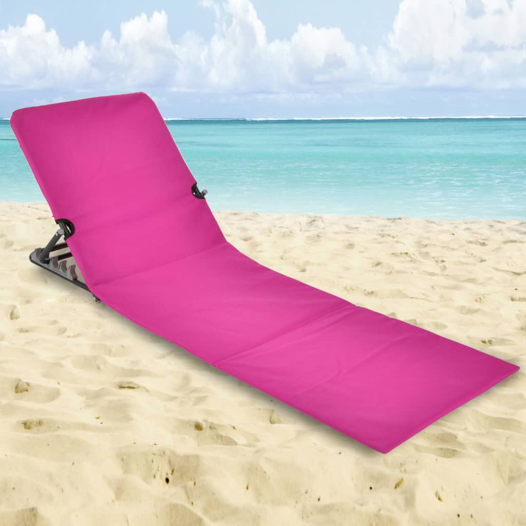 HI Składana mata plażowa z oparciem, PVC, różowa