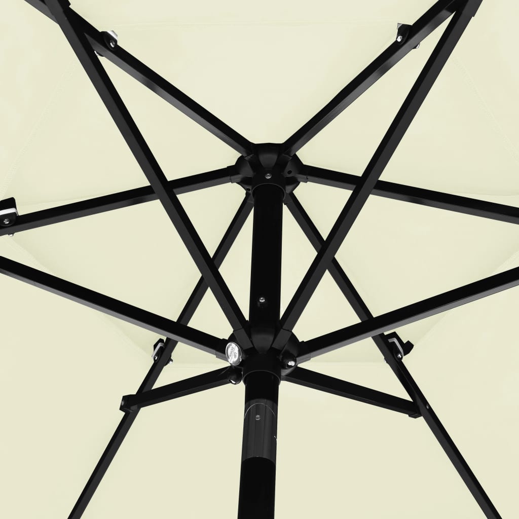 vidaXL 3-poziomowy parasol na aluminiowym słupku, piaskowy, 2,5 m