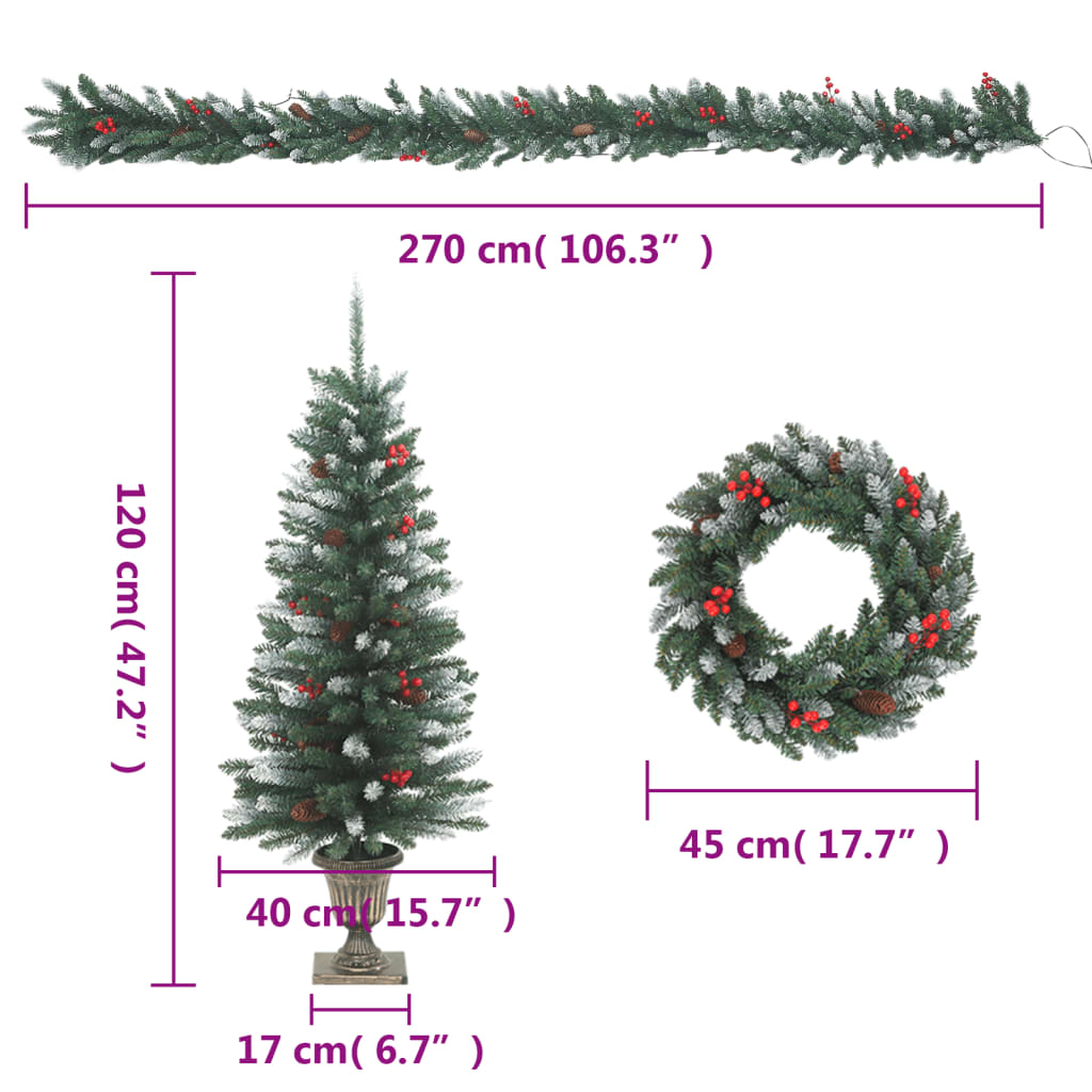 vidaXL 4-cz. zestaw dekoracji świątecznych na drzwi wejściowe, PVC