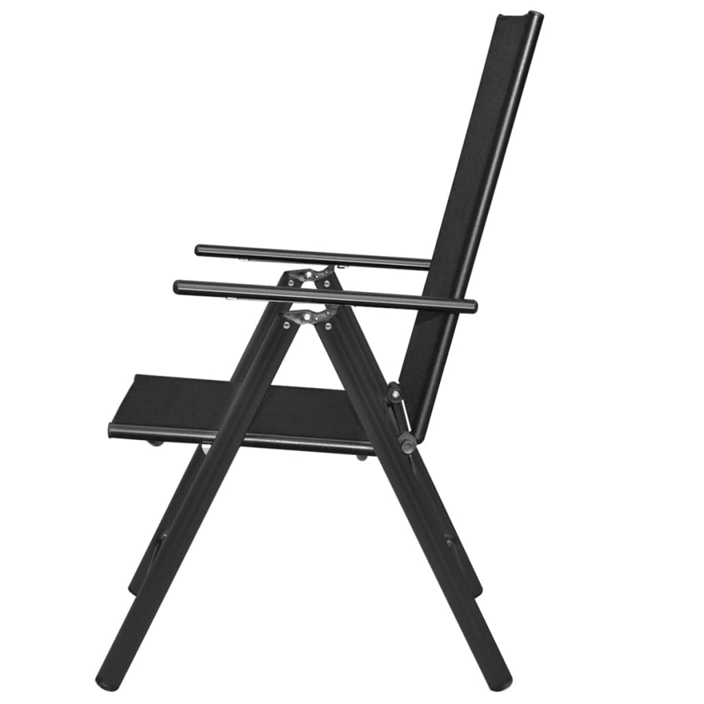 vidaXL Składane krzesła ogrodowe, 2 szt., aluminium/textilene, czarne