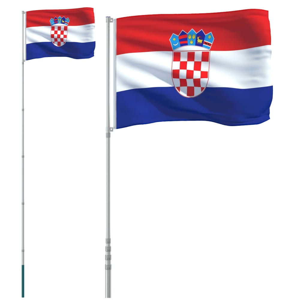 vidaXL Flaga Chorwacji z masztem, 5,55 m, aluminium