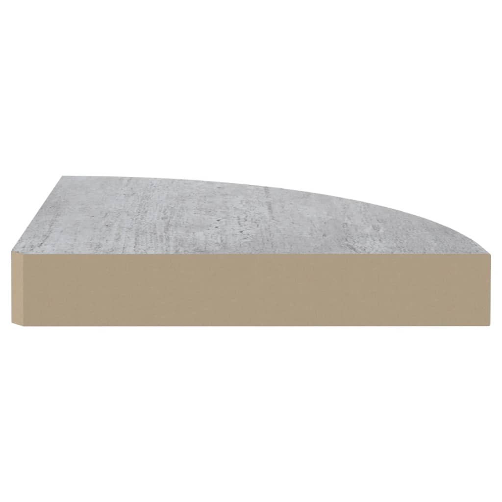 vidaXL Narożne półki ścienne, 4 szt., szarość betonu, 25x25x3,8 cm MDF