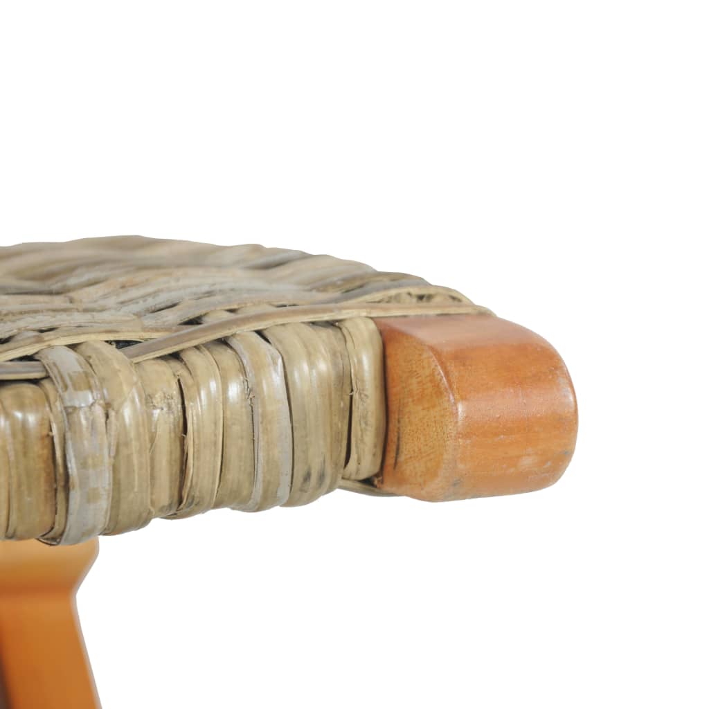 vidaXL Krzesło, naturalny rattan kubu i lite drewno mahoniowe