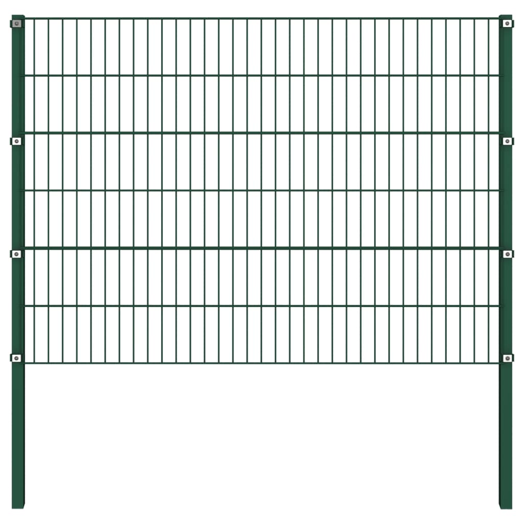 vidaXL Panel ogrodzeniowy ze słupkami, żelazny, 13,6 x 1,2 m, zielony