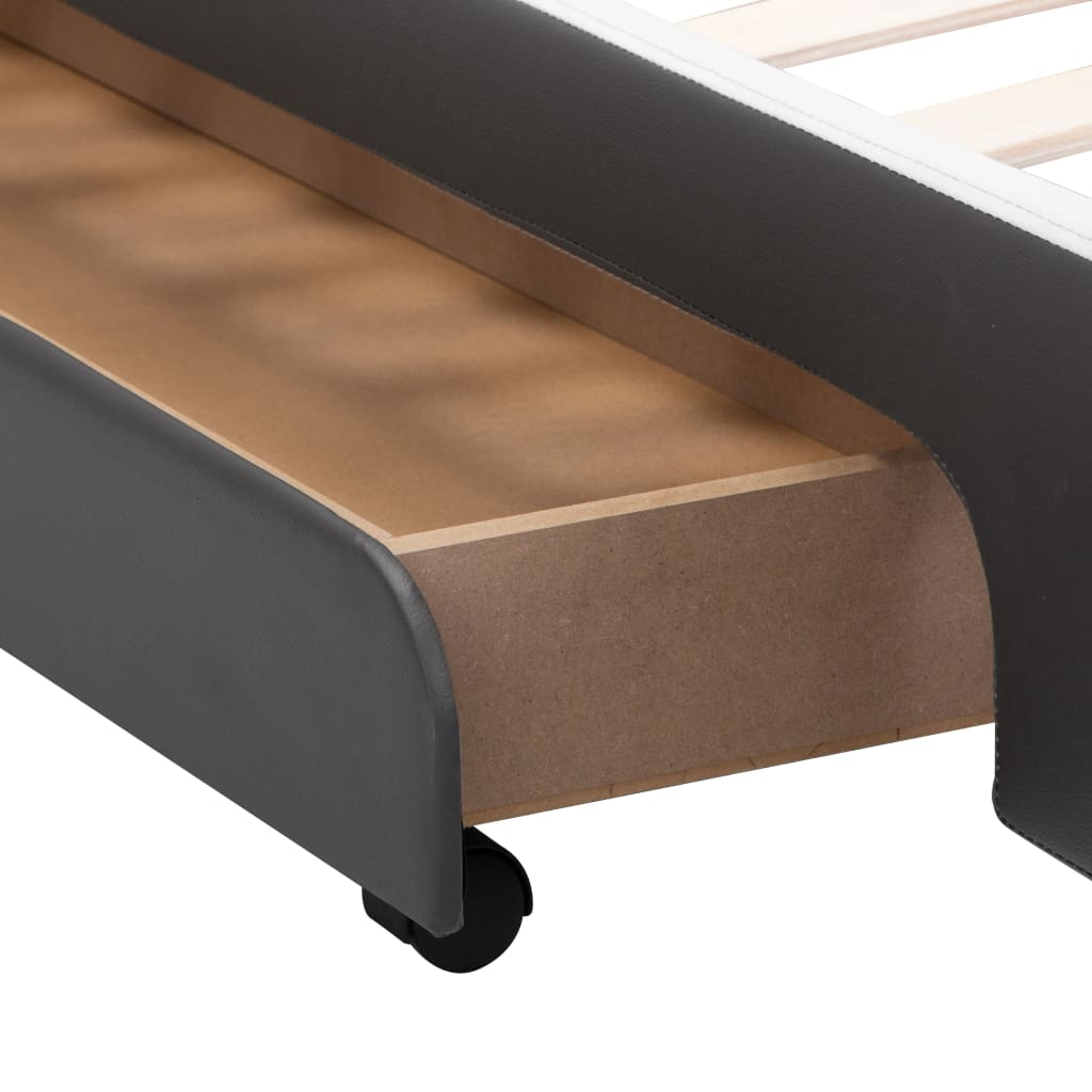 vidaXL Rama łóżka z LED, antracytowa, sztuczna skóra, 160 x 200 cm