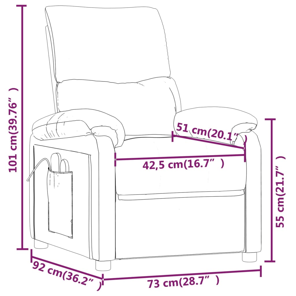 vidaXL Fotel masujący, taupe, tkanina
