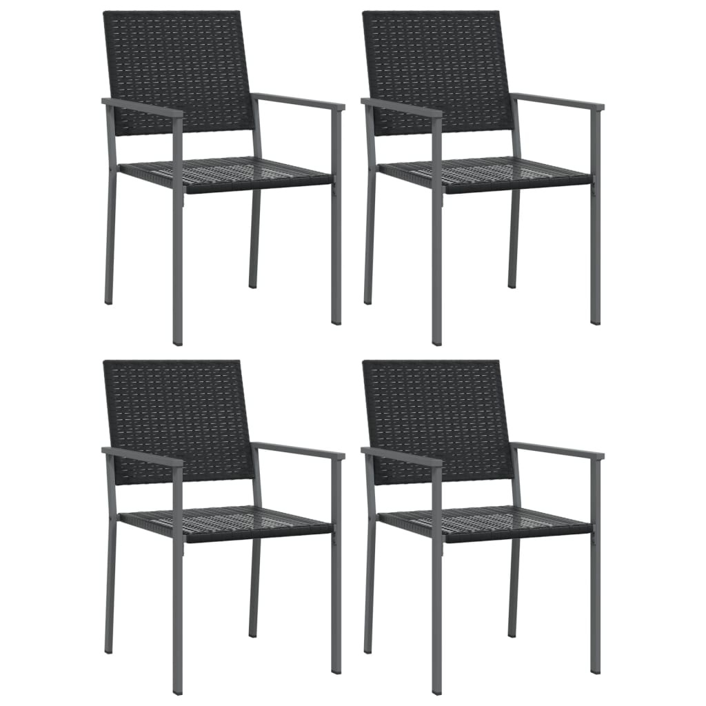 vidaXL Krzesła ogrodowe, 4 szt., czarne, 54x62,5x89 cm, polirattan