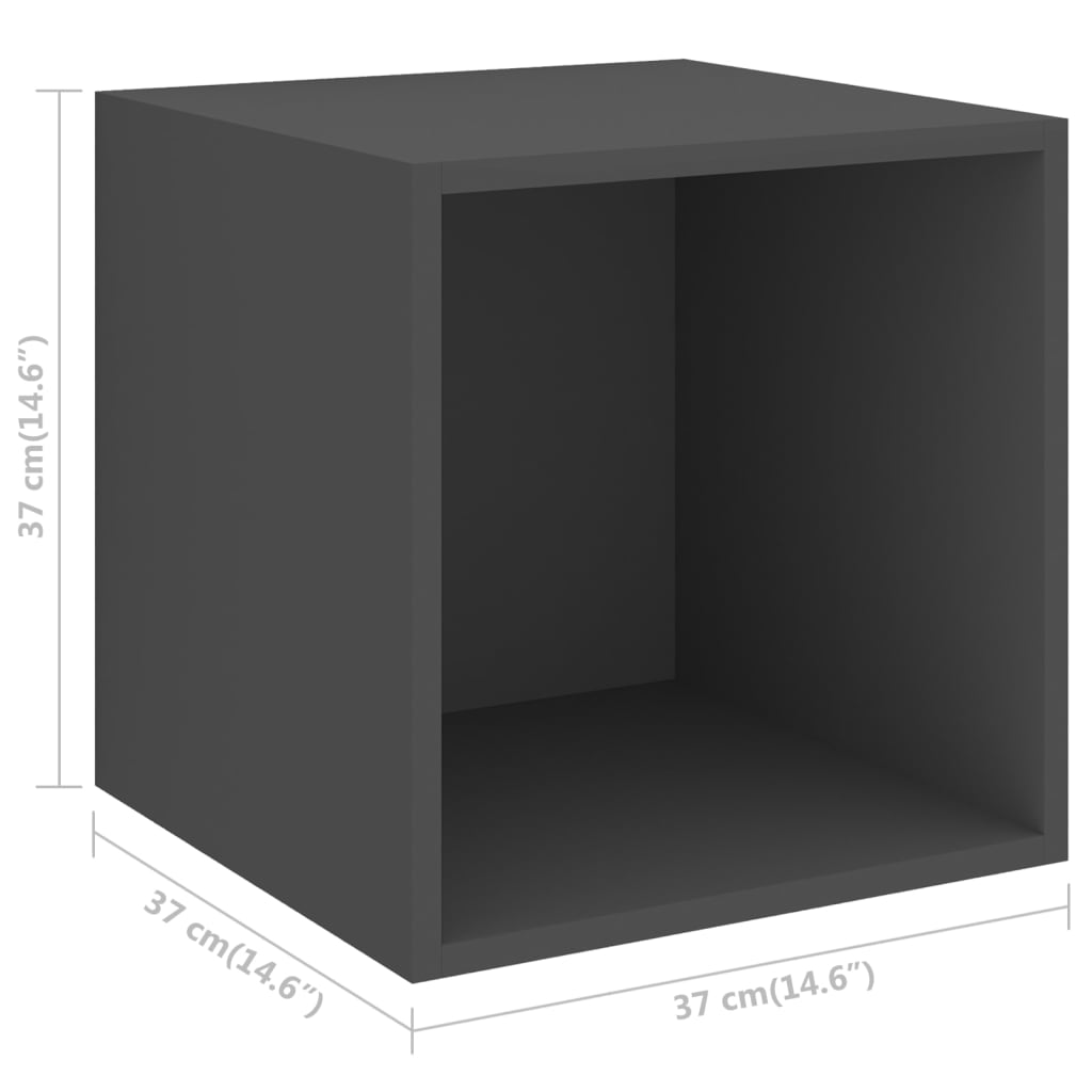 vidaXL Półki ścienne, 2 szt., szare, 37x37x37 cm, płyta wiórowa