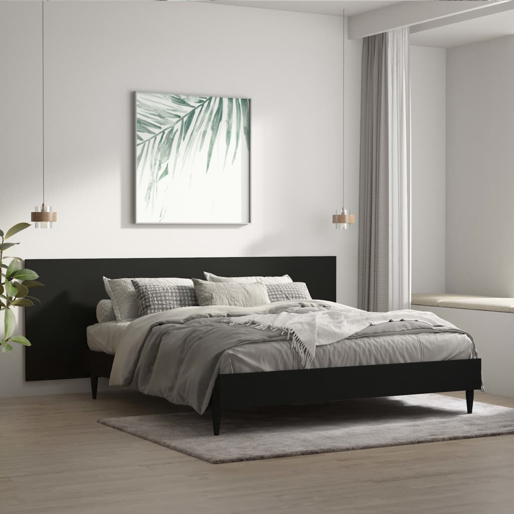 vidaXL Zagłówek łóżka, ścienny, czarny, 240x1,5x80 cm
