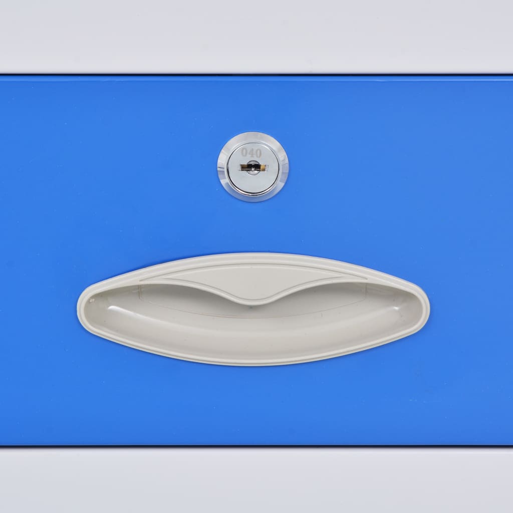 vidaXL Szafa biurowa 4-drzwiowa, metal, 90x40x180 cm, szaro-niebieska
