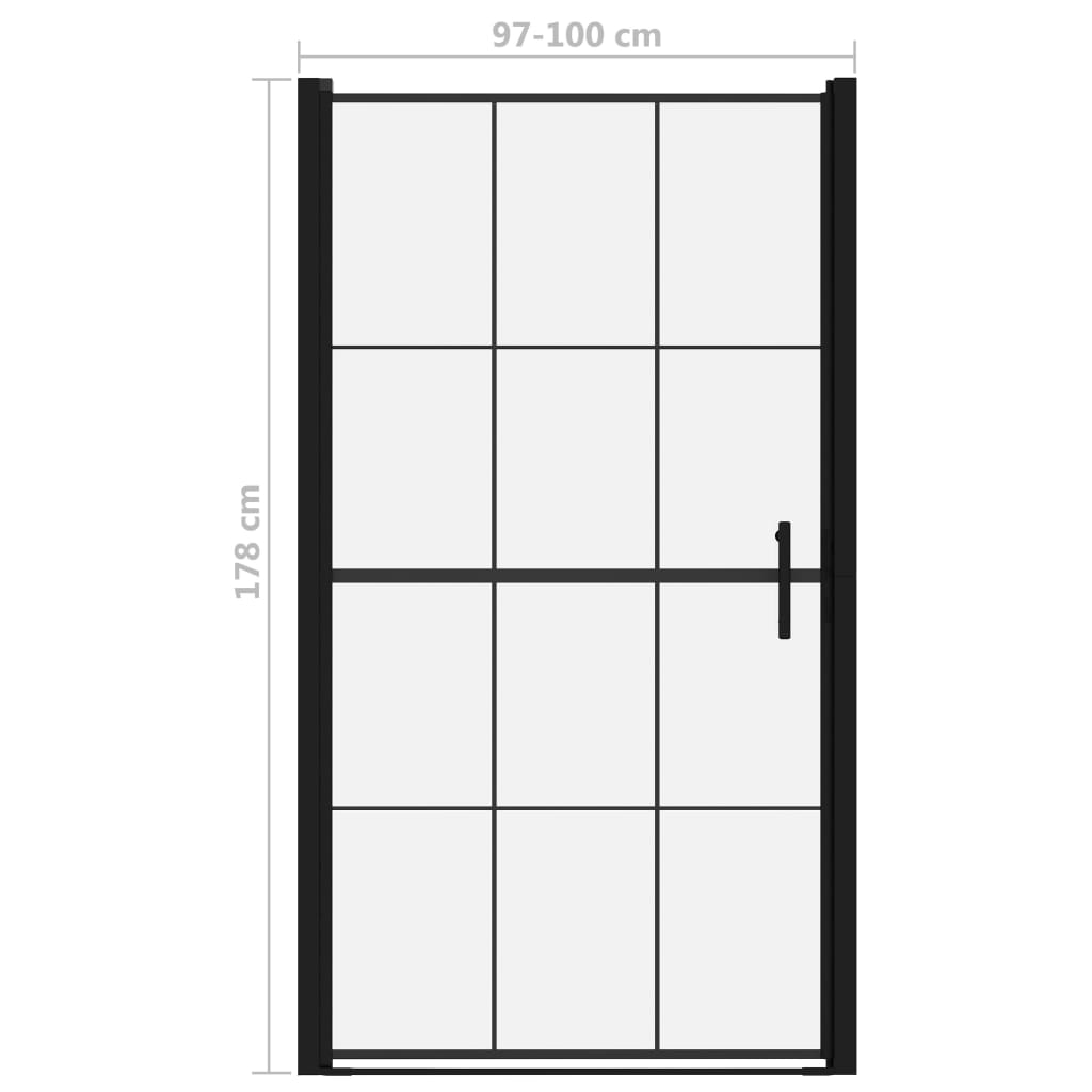 vidaXL Drzwi prysznicowe, hartowane szkło, 100x178 cm , czarne