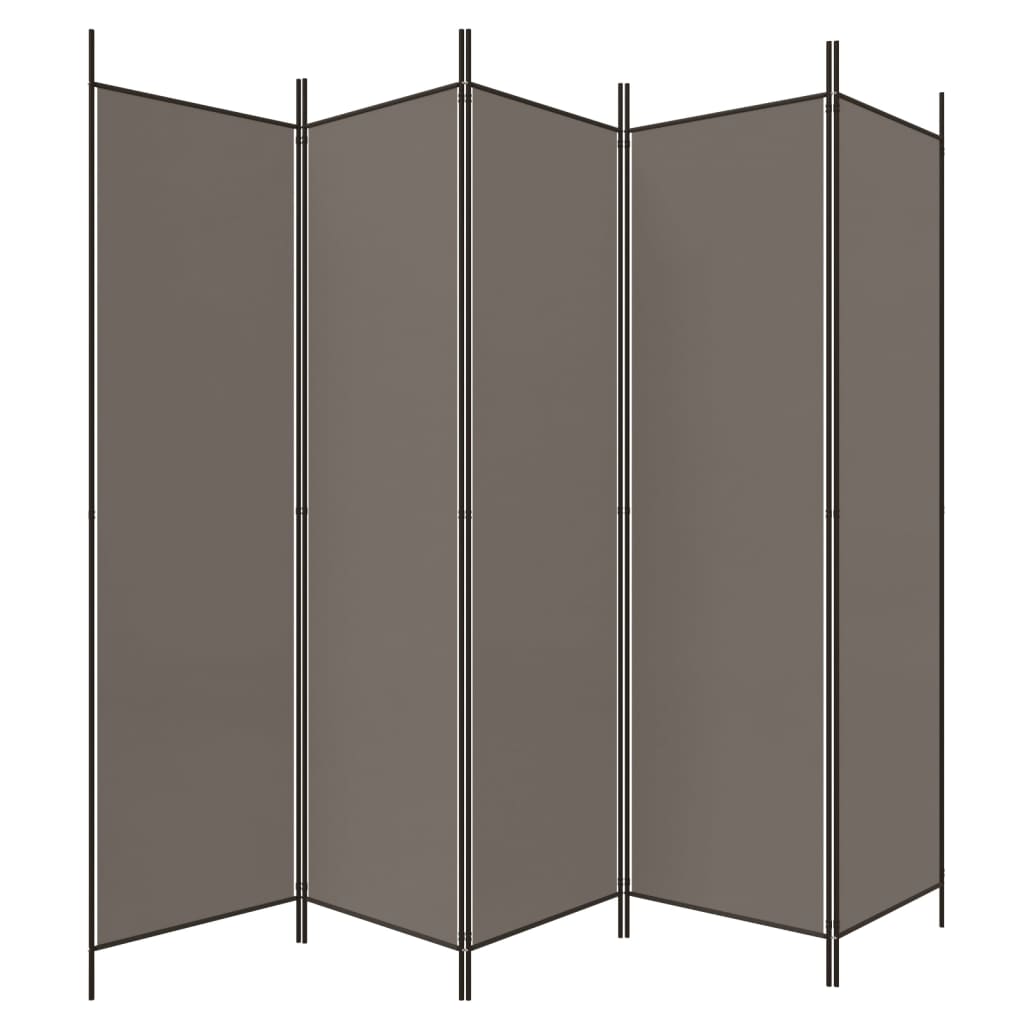 vidaXL Parawan 5-panelowy, antracytowy, 250x200 cm, tkanina