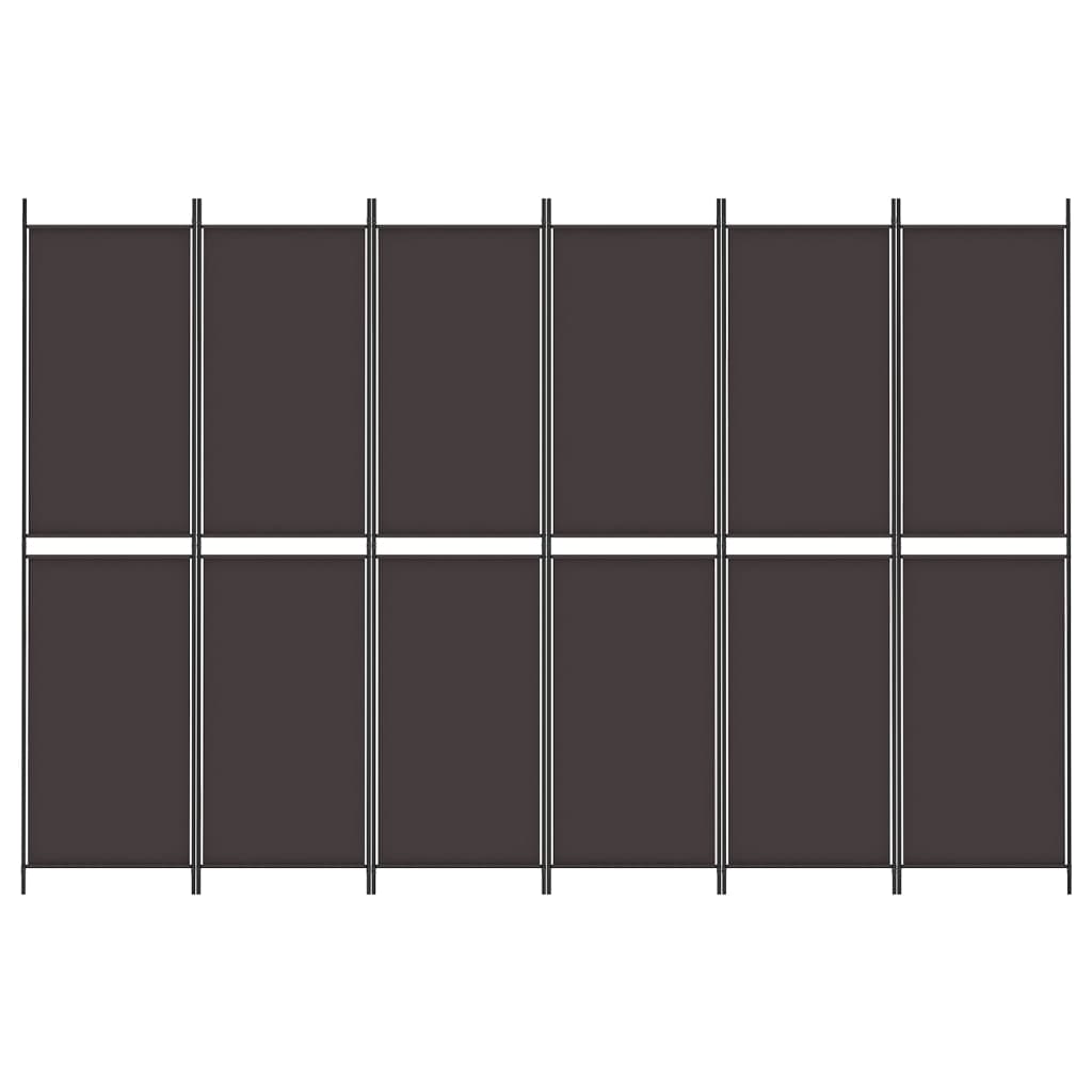 vidaXL Parawan 6-panelowy, brązowy, 300x200 cm, tkanina