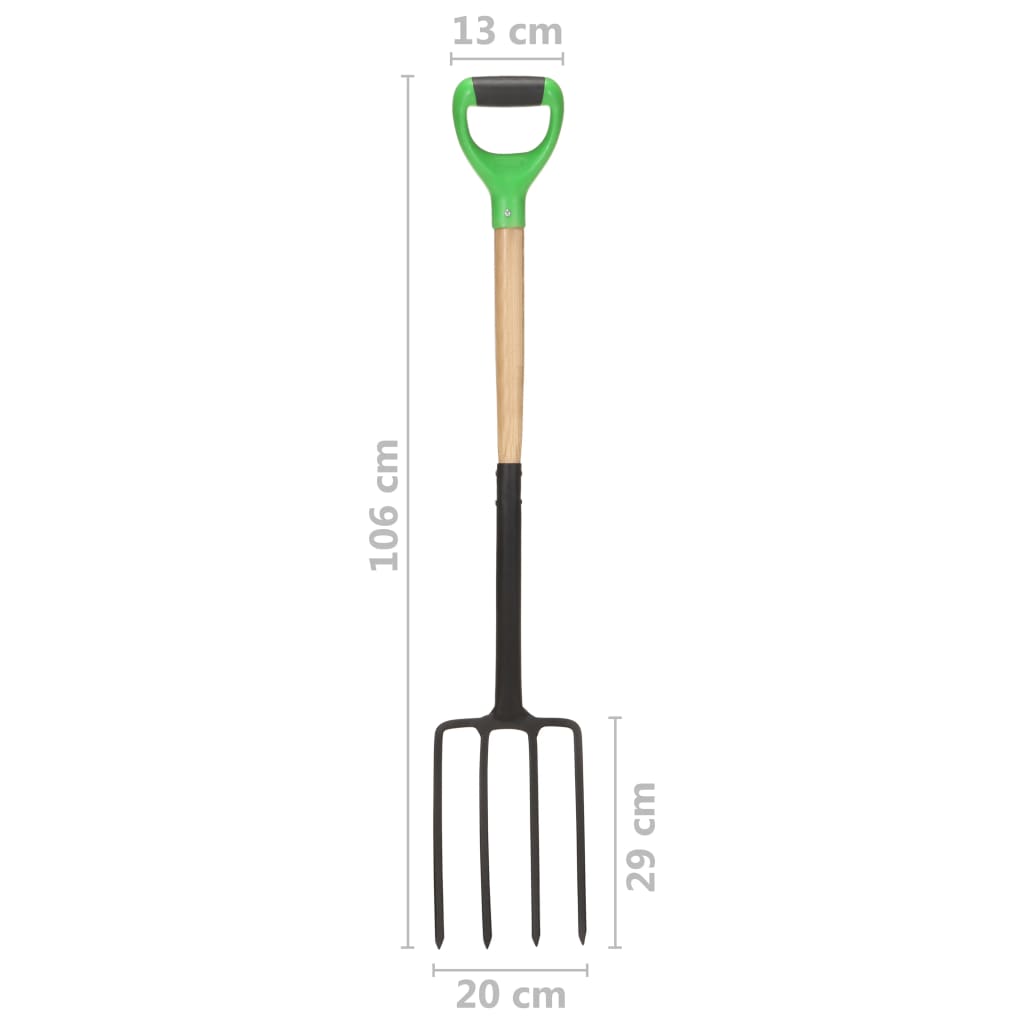 vidaXL Zestaw 4 narzędzi ogrodowych, D-kształtny uchwyt, stal i drewno