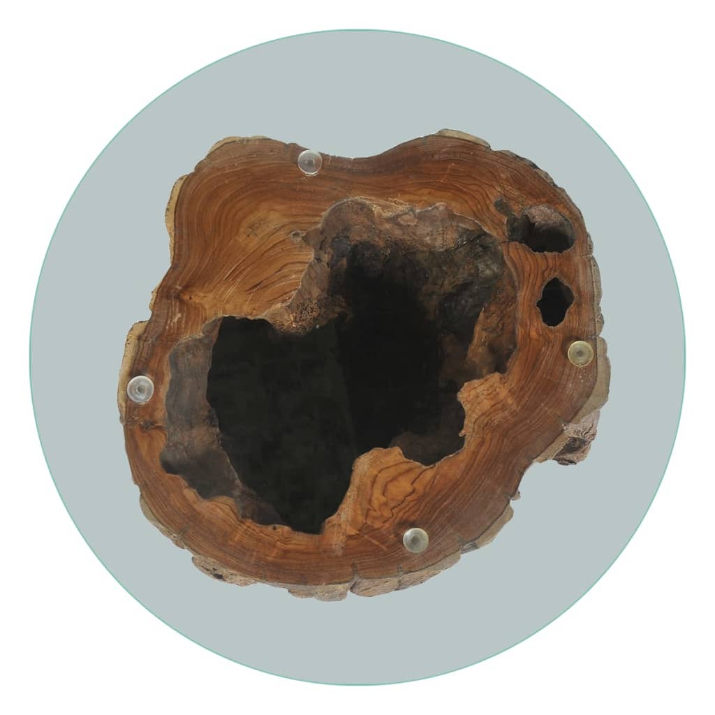 vidaXL Stolik kawowy, drewno tekowe i szkło, 50 x 40 cm
