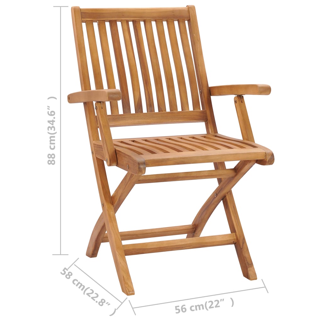 vidaXL Składane krzesła ogrodowe, 2 szt., lite drewno tekowe