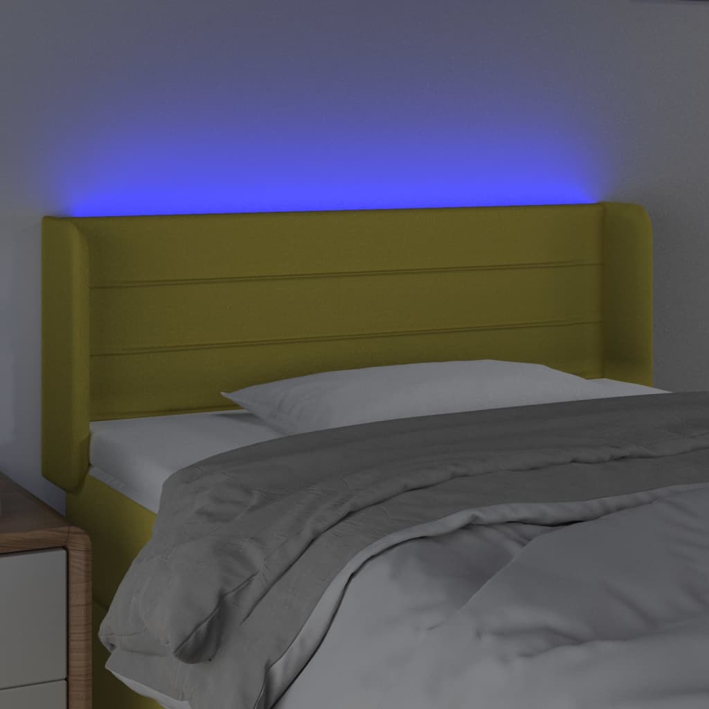 vidaXL Zagłówek do łóżka z LED, zielony, 83x16x78/88 cm, tkanina