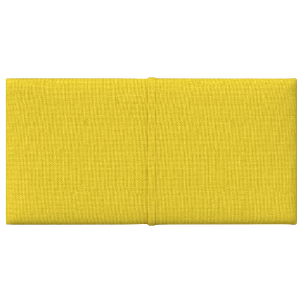 vidaXL Panele ścienne, 12 szt, jasnożółte, 30x15 cm, tkanina, 0,54 m²
