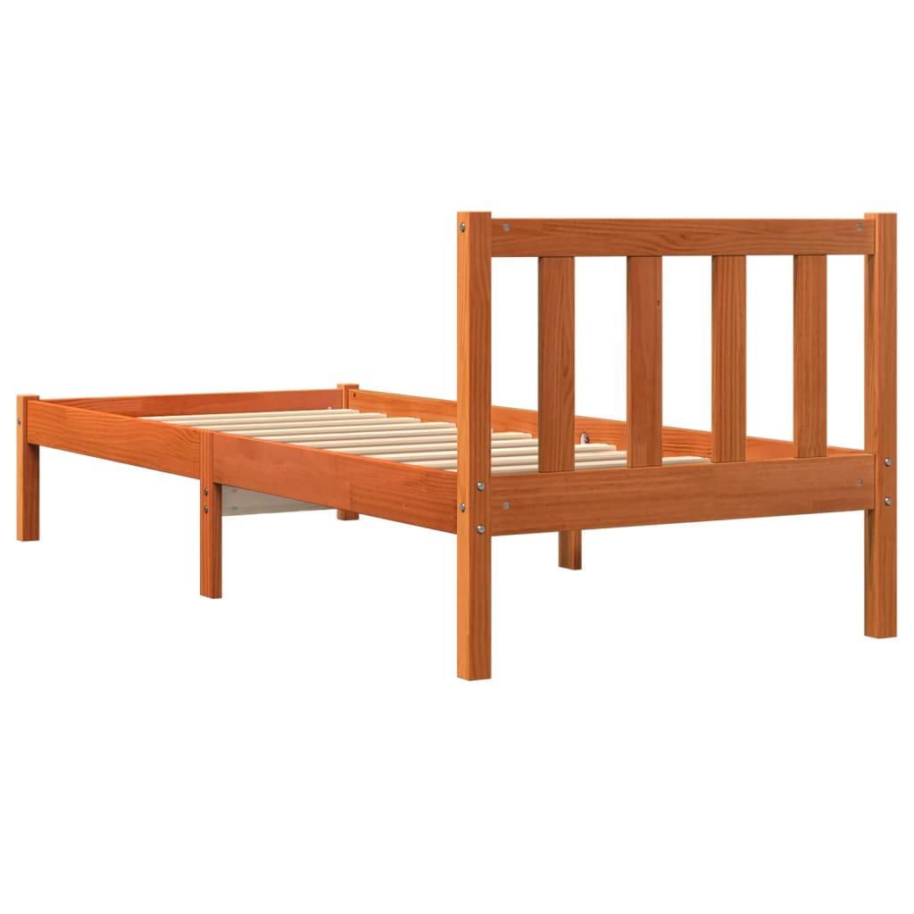 vidaXL Rama łóżka, woskowy brąz, 100x200 cm, lite drewno sosnowe