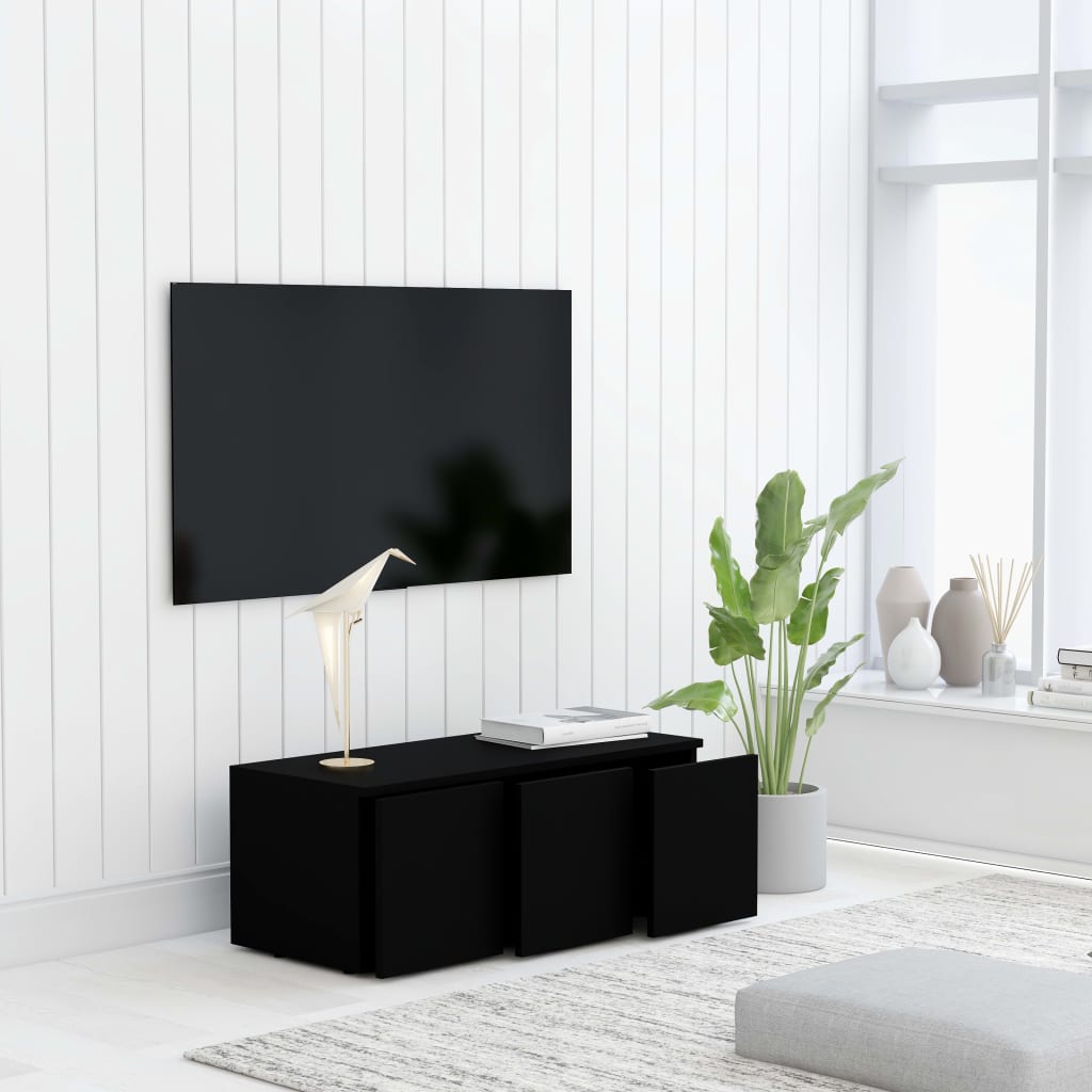 vidaXL Szafka pod TV, czarna, 80x34x30 cm, płyta wiórowa