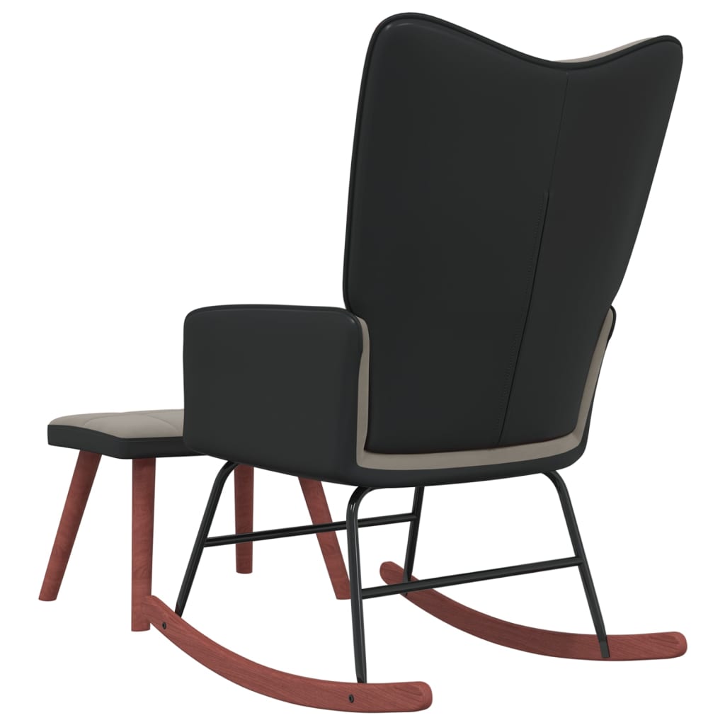 vidaXL Fotel bujany z podnóżkiem, jasnoszary, aksamit i PVC