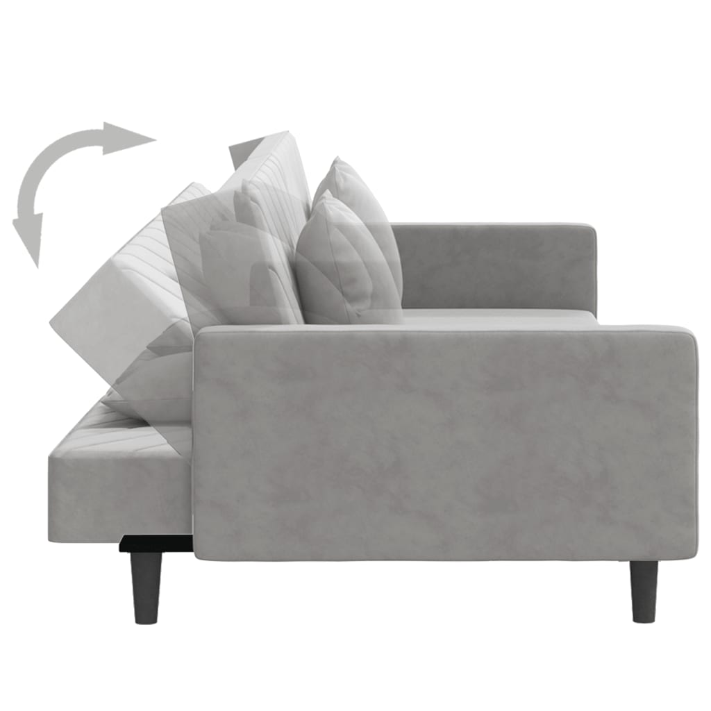 vidaXL 2-osobowa kanapa z 2 poduszkami, jasnoszara, obita aksamitem