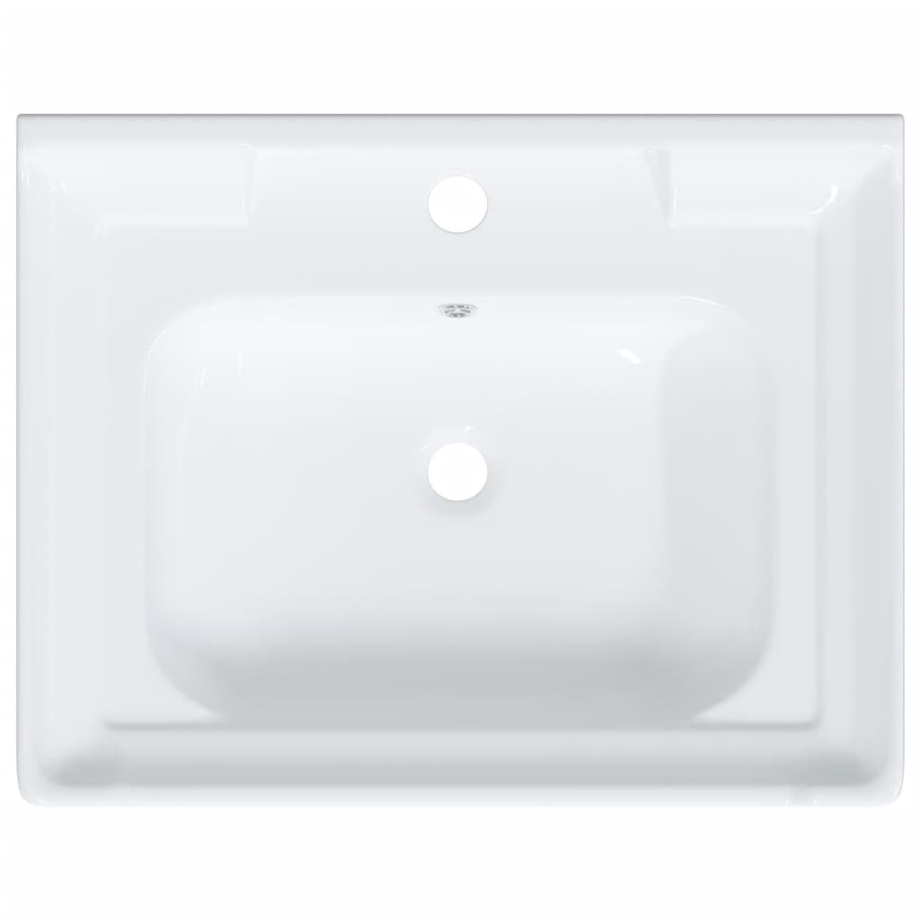 vidaXL Umywalka, biała, 61x48x23 cm, prostokątna, ceramiczna