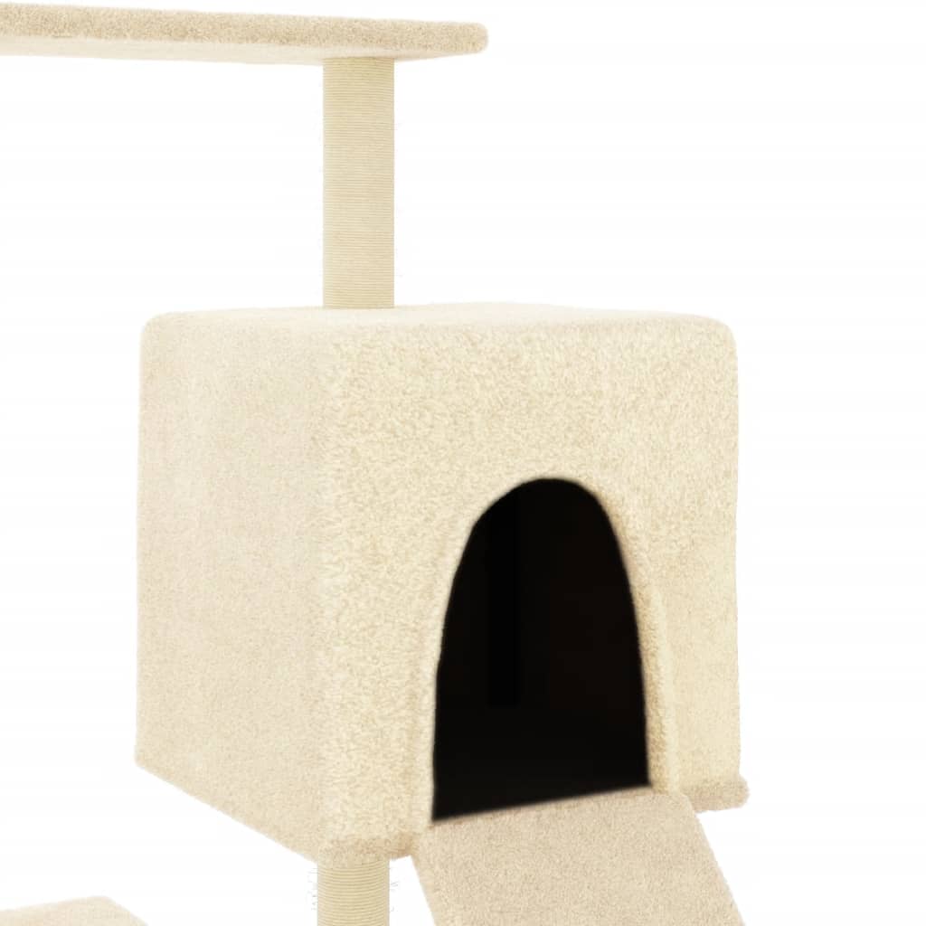 vidaXL Drapak dla kota, z sizalowymi słupkami, kremowy, 130,5 cm