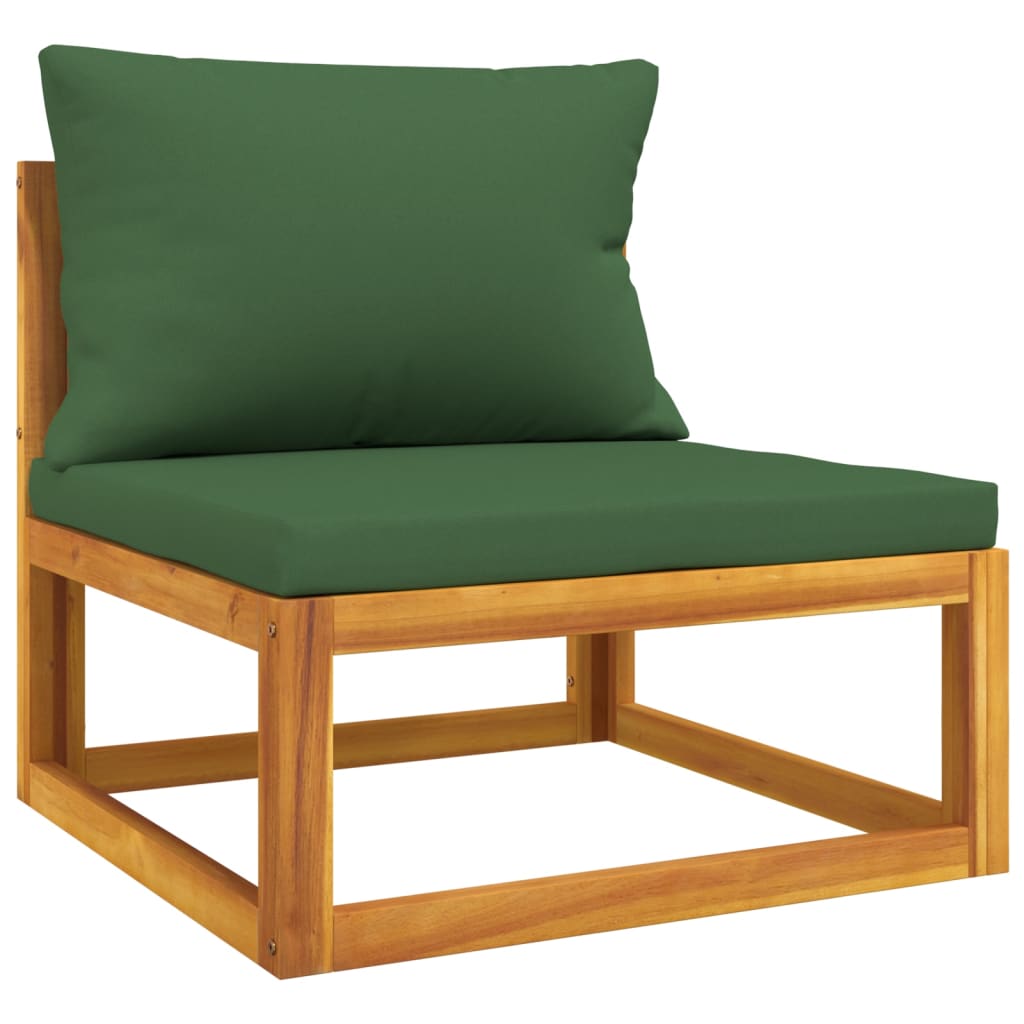 vidaXL 6-cz. ogrodowy zestaw wypoczynkowy, zielone poduszki, drewno