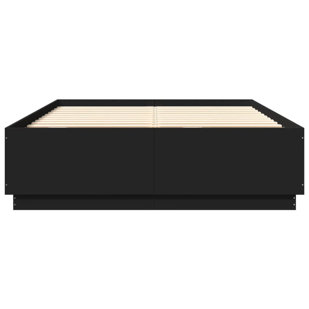 vidaXL Rama łóżka z LED, czarna, 120x200 cm, materiał drewnopochodny