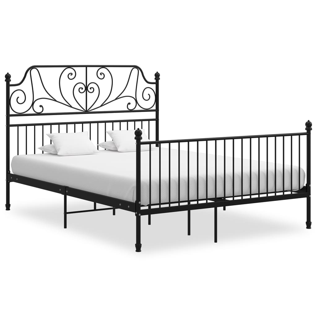 vidaXL Rama łóżka, czarna, metalowa, 160x200 cm