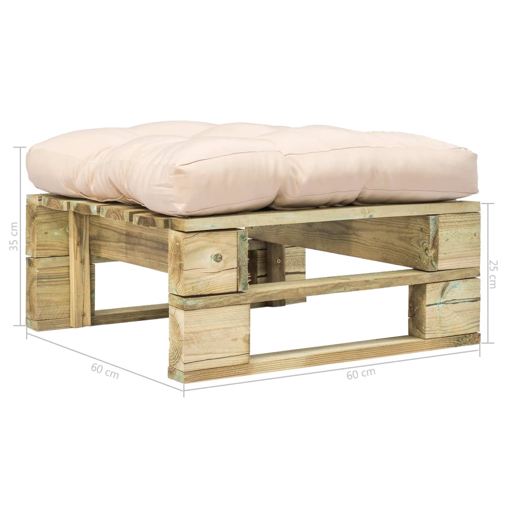 vidaXL Ogrodowy stołek z palet z poduszką w kolorze piasku, drewno