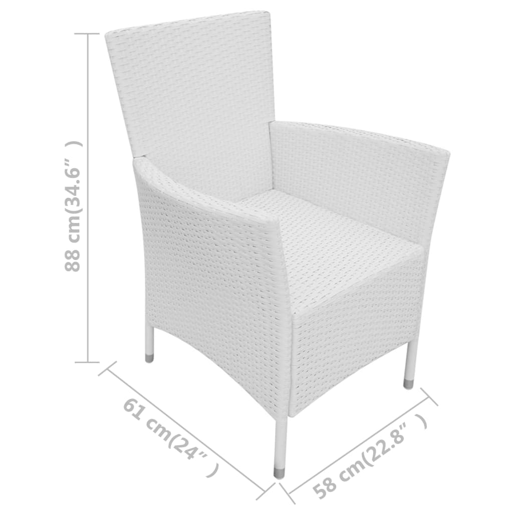 vidaXL Krzesła ogrodowe z poduszkami, 6 szt., polirattan, kremowe