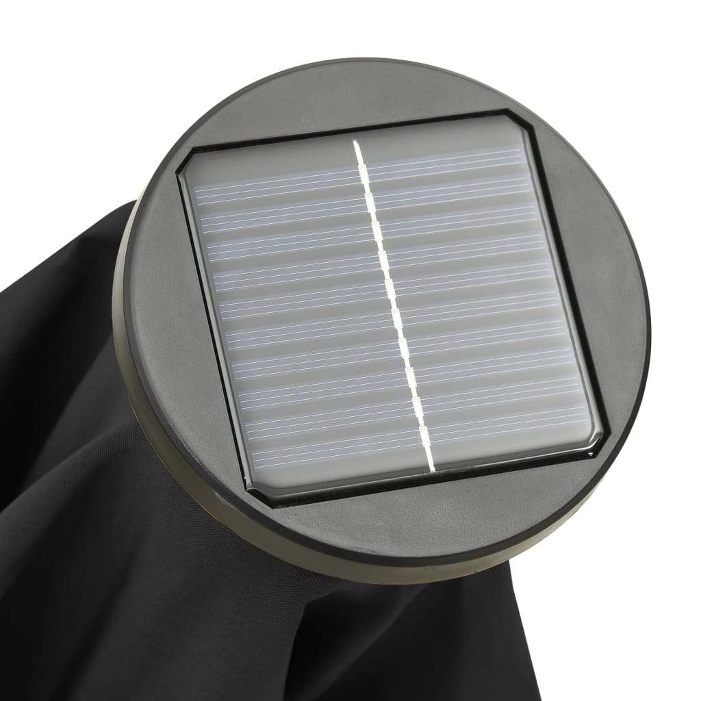 vidaXL Parasol z lampkami LED, czarny, 200x211 cm, aluminium