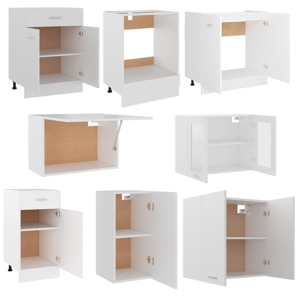 vidaXL 8-cz. zestaw szafek kuchennych, biały, materiał drewnopochodny