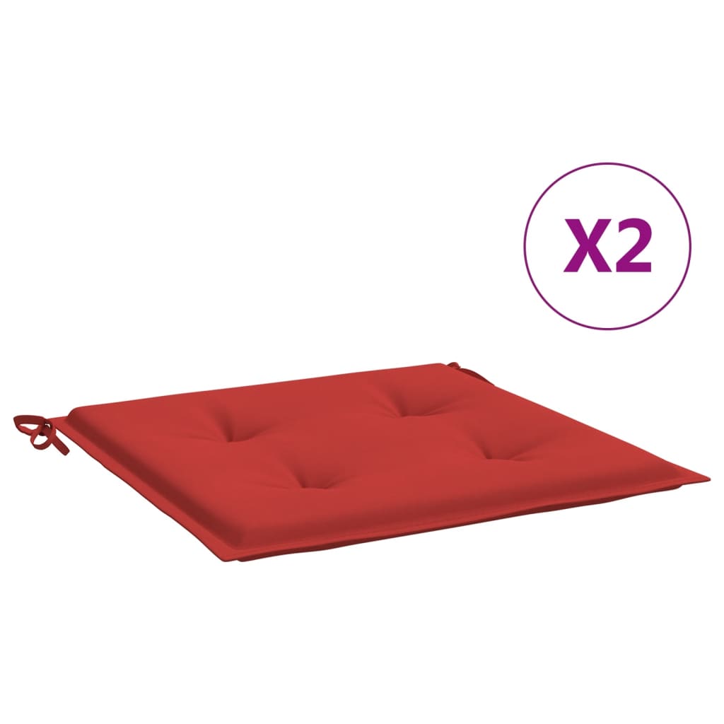 vidaXL Poduszki na krzesła ogrodowe, 2 szt., czerwone, 50x50x3 cm