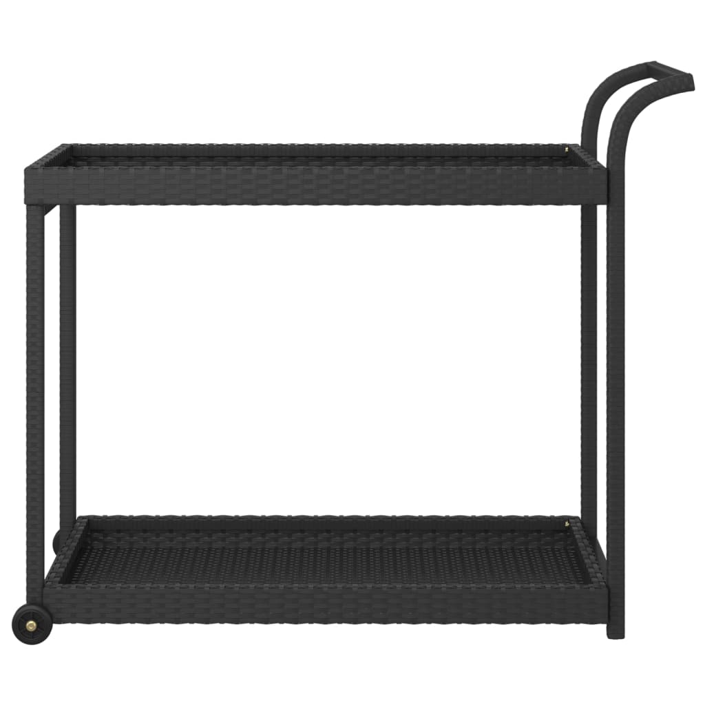 vidaXL Wózek barowy, czarny, 100x45x83 cm, polirattan