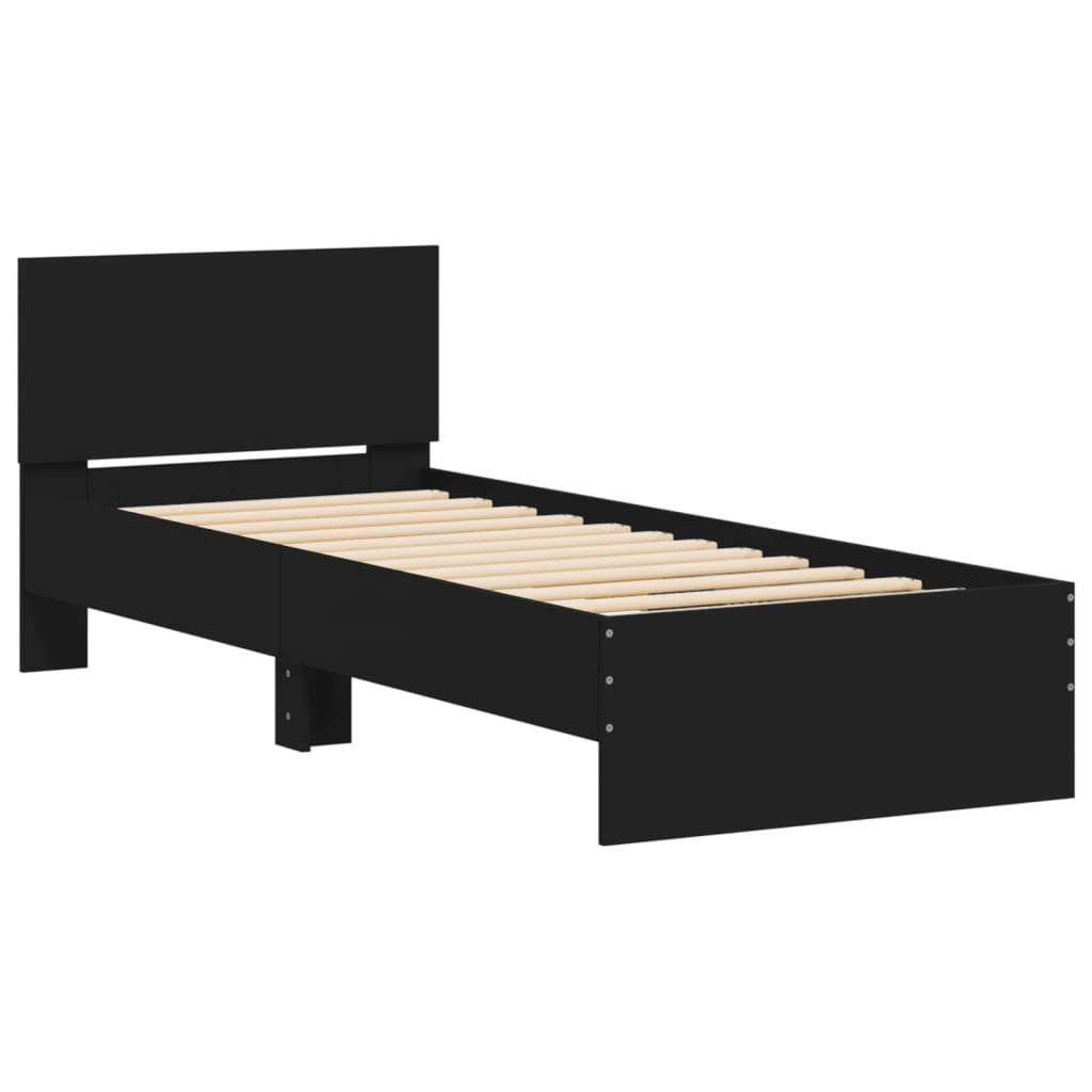 vidaXL Rama łóżka z wezgłowiem, czarna, 75x190 cm