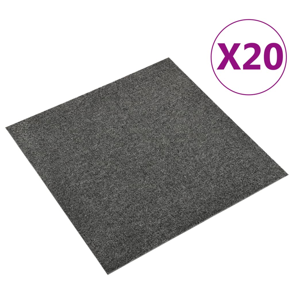 vidaXL Podłogowe płytki dywanowe, 20 szt., 5 m², 50x50 cm, antracytowe