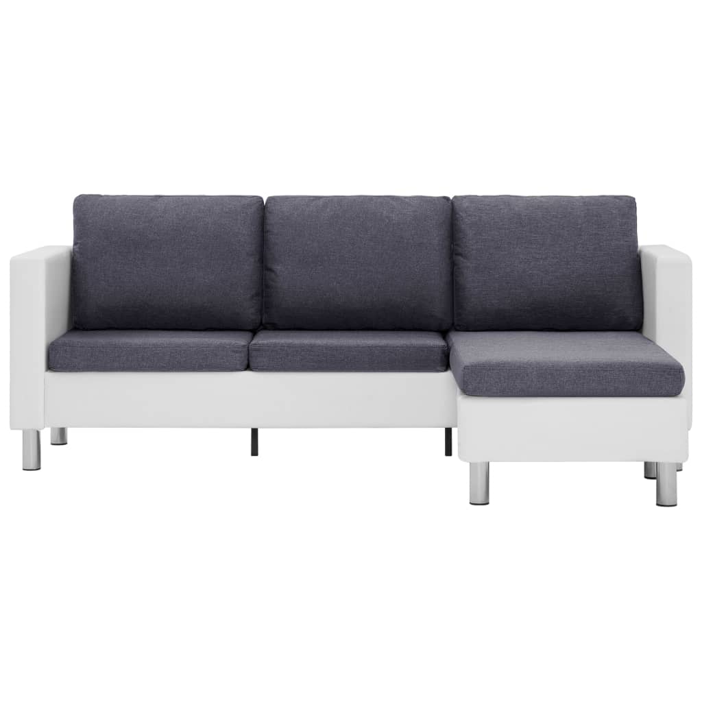 vidaXL 3-osobowa sofa z poduszkami, biała, sztuczna skóra