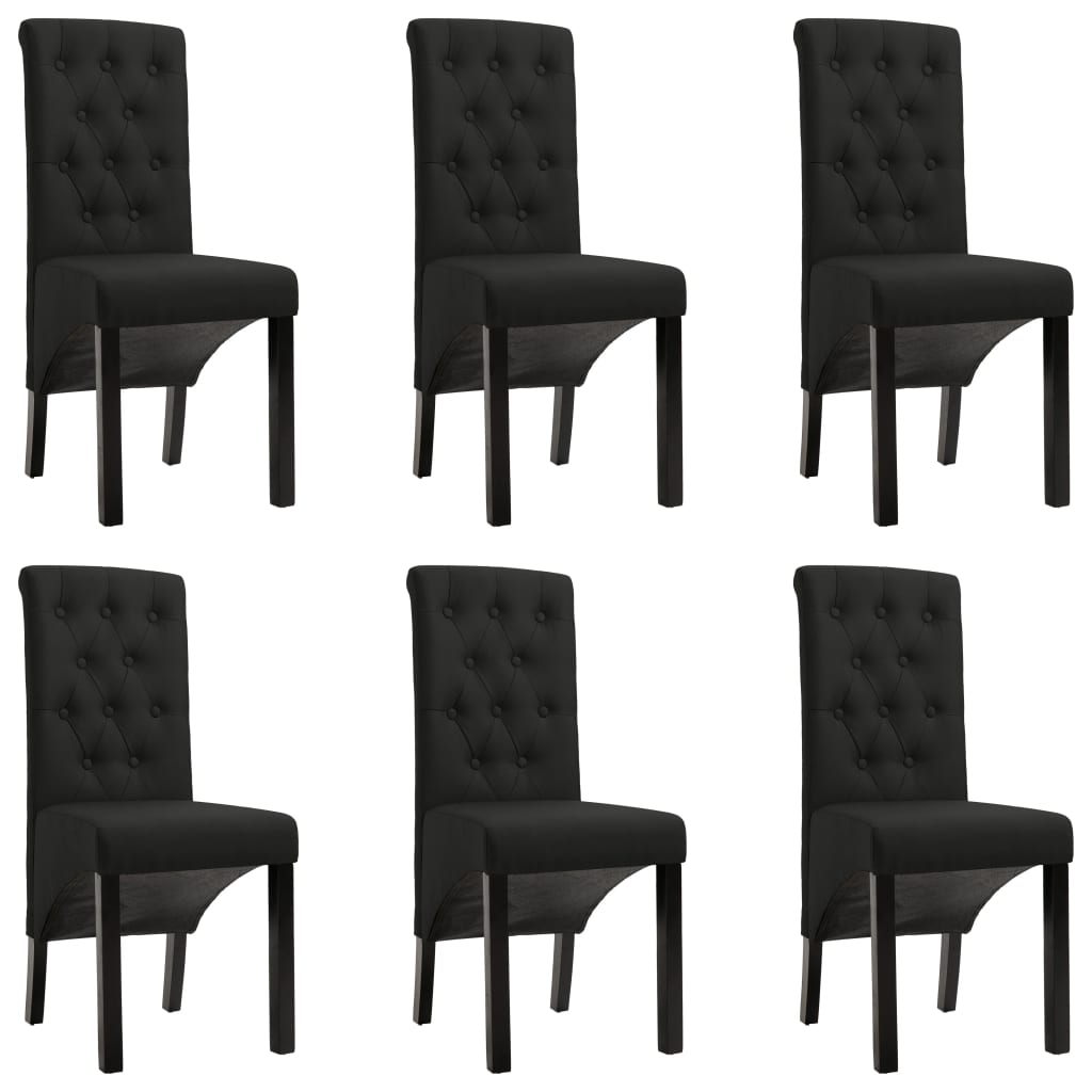 vidaXL Krzesła stołowe, 6 szt., czarne, obite tkaniną