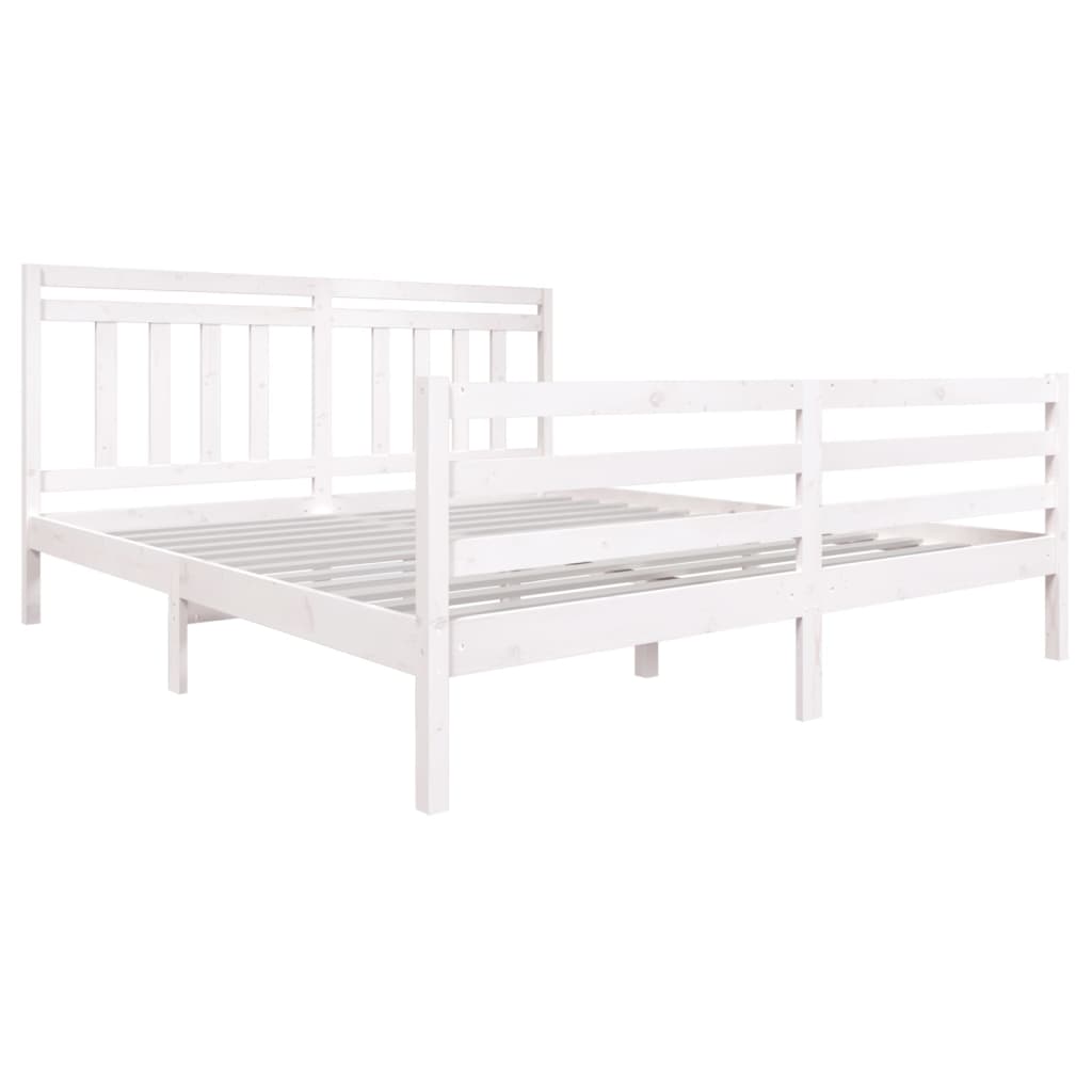 vidaXL Rama łóżka, biała, lite drewno, 180x200 cm, 6FT, Super King