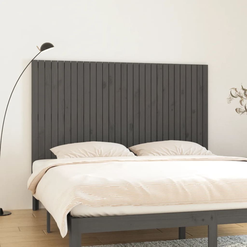 vidaXL Wezgłowie łóżka, szare, 185x3x110 cm, lite drewno sosnowe