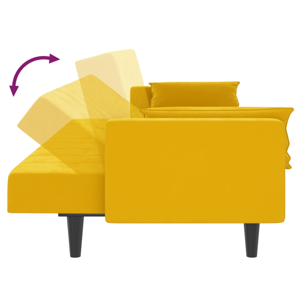 vidaXL 2-osobowa kanapa, 2 poduszki, żółta, aksamitna