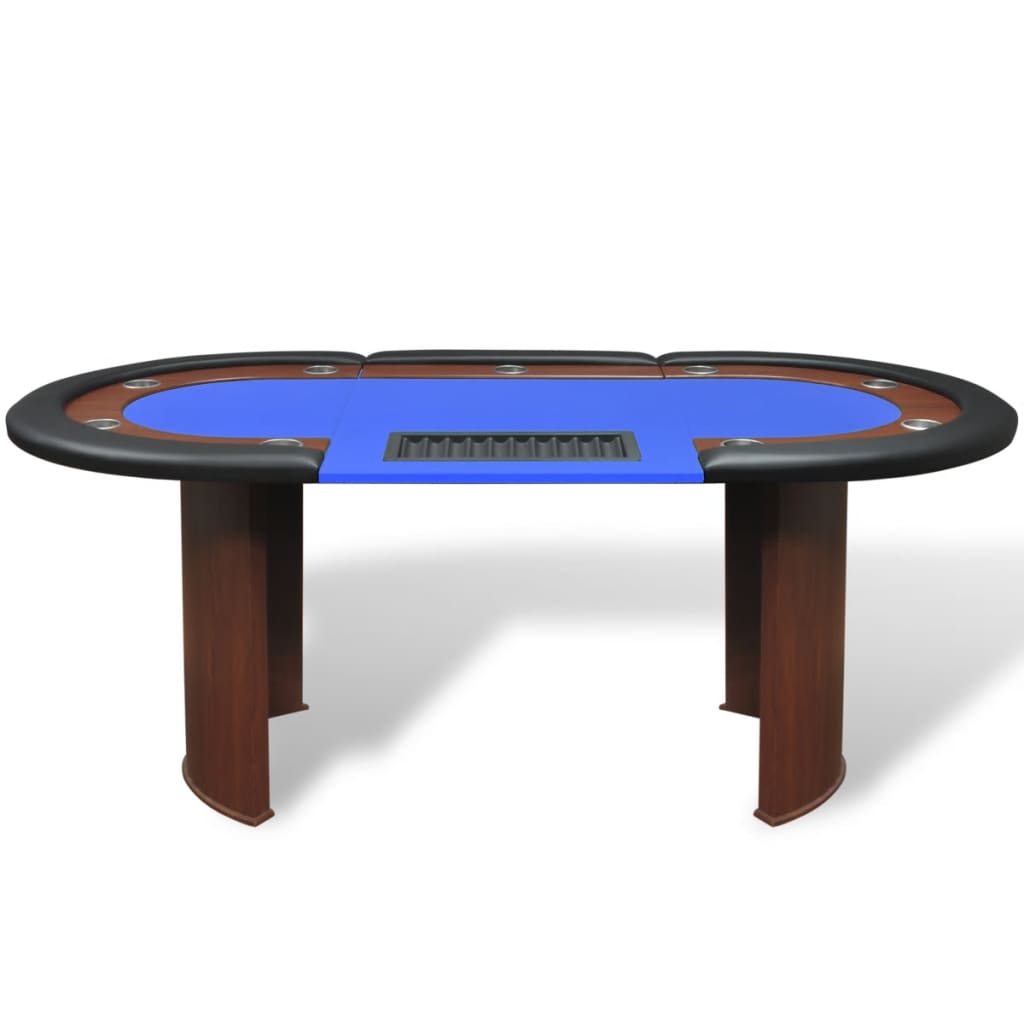 vidaXL Stół do pokera dla 10 graczy z tacą na żetony, niebieski