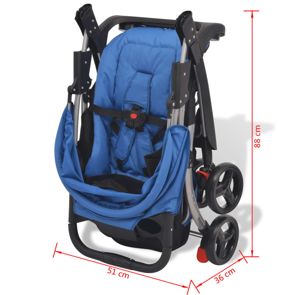 vidaXL Niebieski wózek spacerowy, 102x52x100 cm