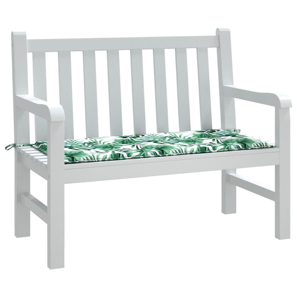 vidaXL Poduszka na ławkę ogrodową, wzór w liście, 120x50x3 cm, tkanina