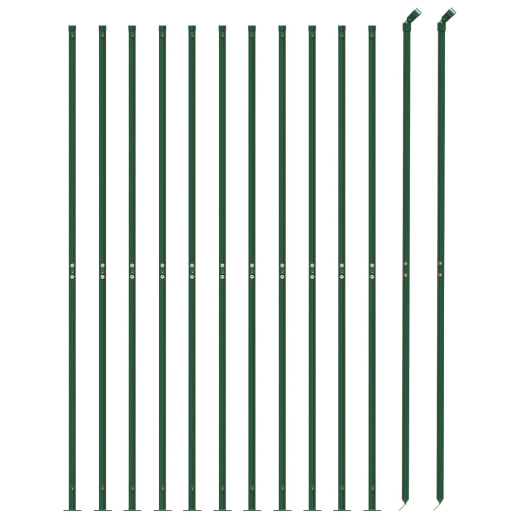vidaXL Ogrodzenie z siatki, ze stopami słupków, zielone, 1,8x25 m